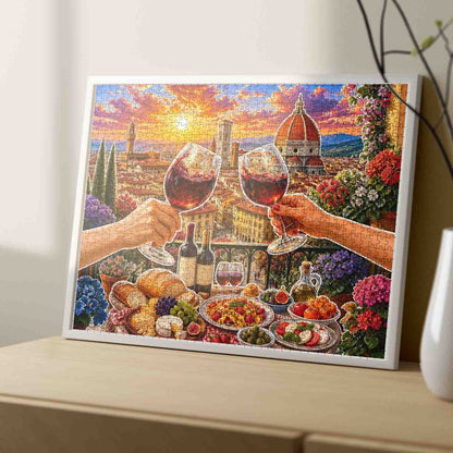 Florence Sunset Wine Toast Jigsaw Puzzle