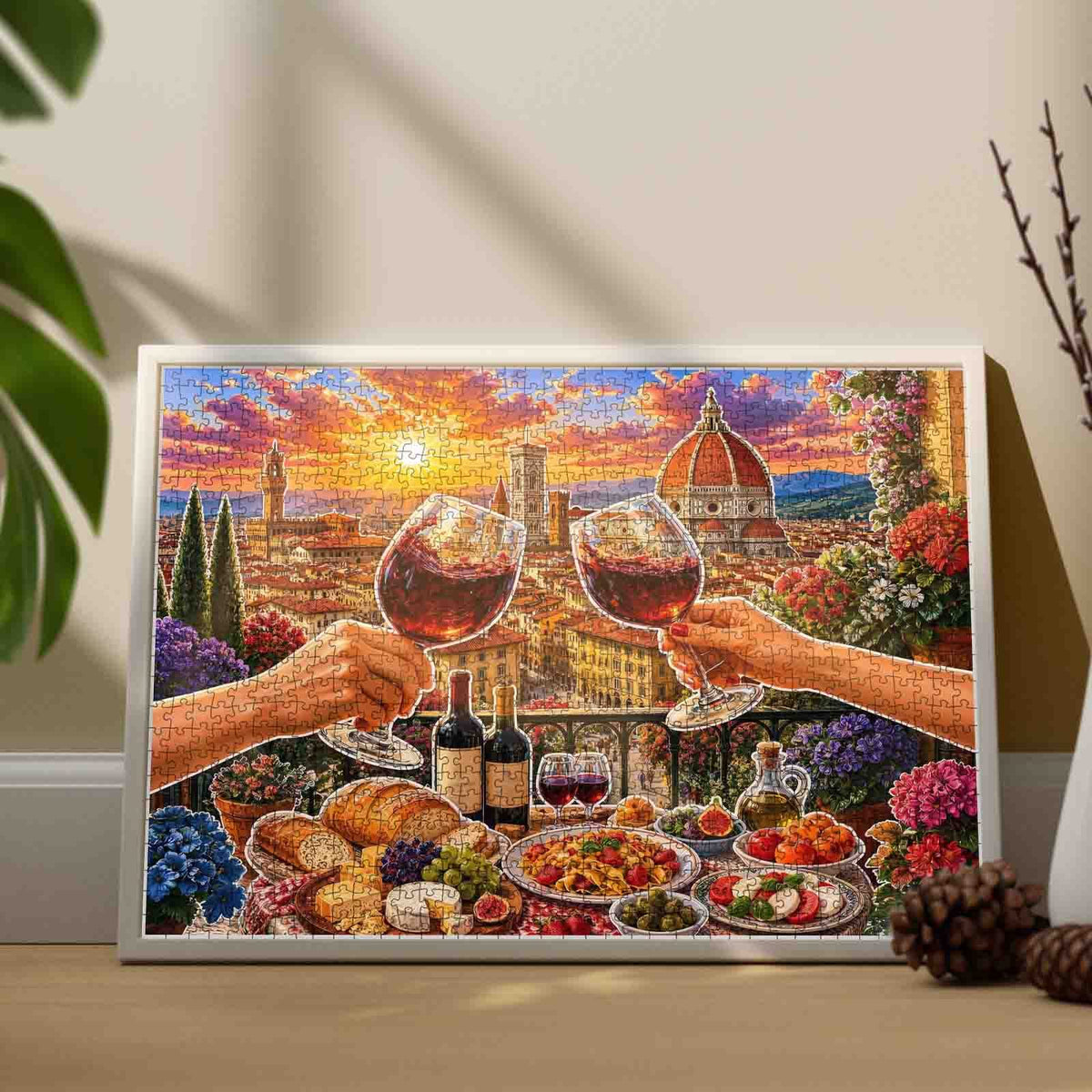 Florence Sunset Wine Toast Jigsaw Puzzle