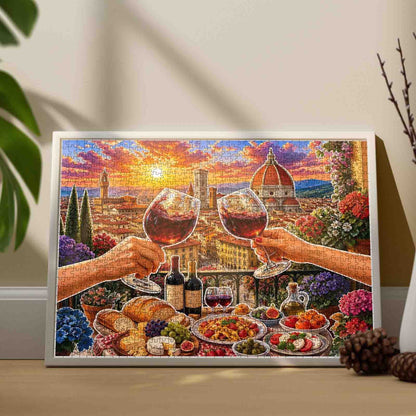 Florence Sunset Wine Toast Jigsaw Puzzle