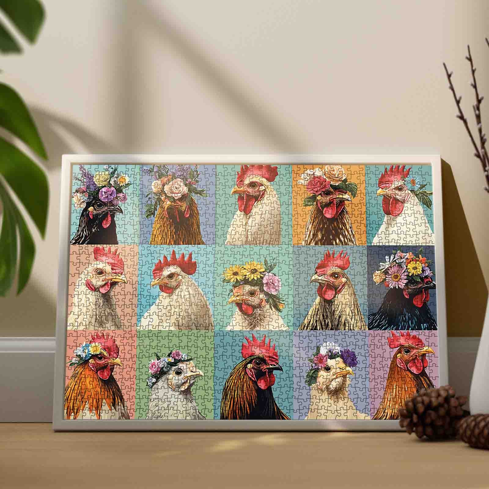 Flower Crown Chickens Jigsaw Puzzle