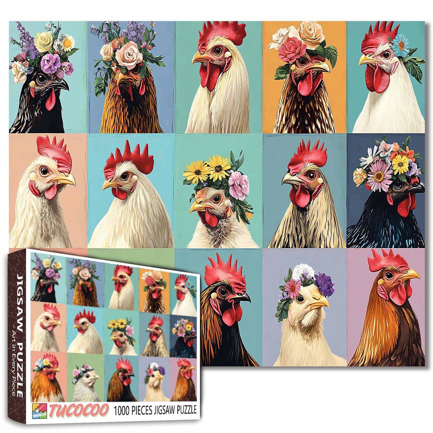 Flower Crown Chickens Jigsaw Puzzle