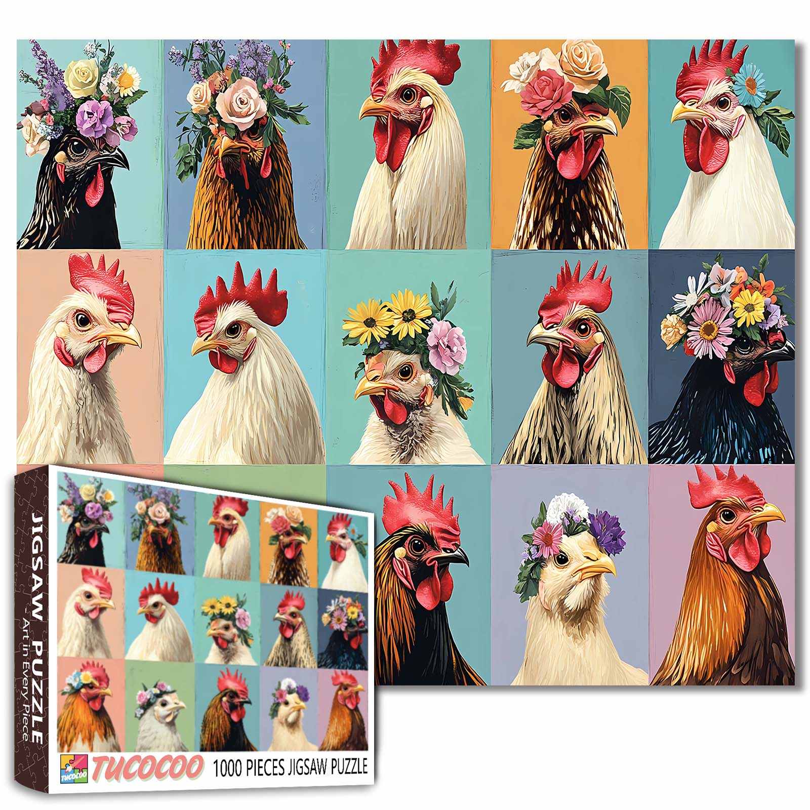 Flower Crown Chickens Jigsaw Puzzle