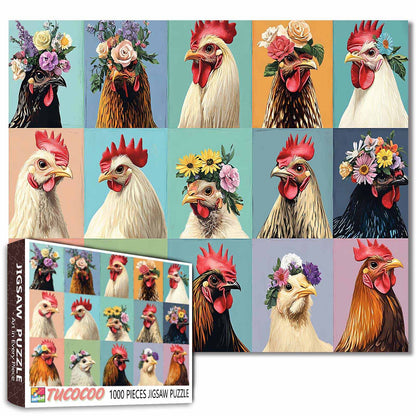 Flower Crown Chickens Jigsaw Puzzle