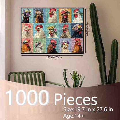 Flower Crown Chickens Jigsaw Puzzle