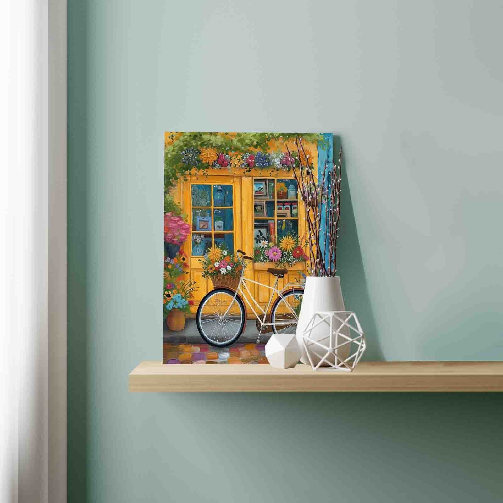 bicycle paint shops near me Yellow Shopfront and Flower Bike Paint by Numbers – Tucocoo