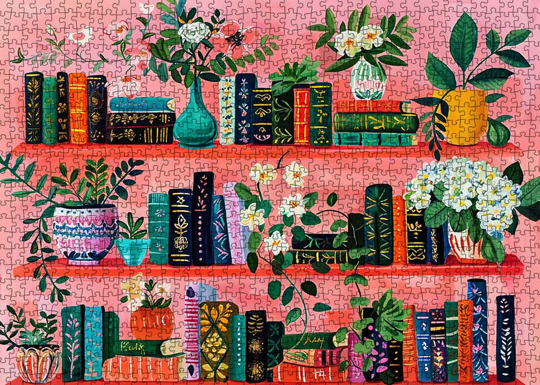 Bookshelf and Flowers Jigsaw Puzzle