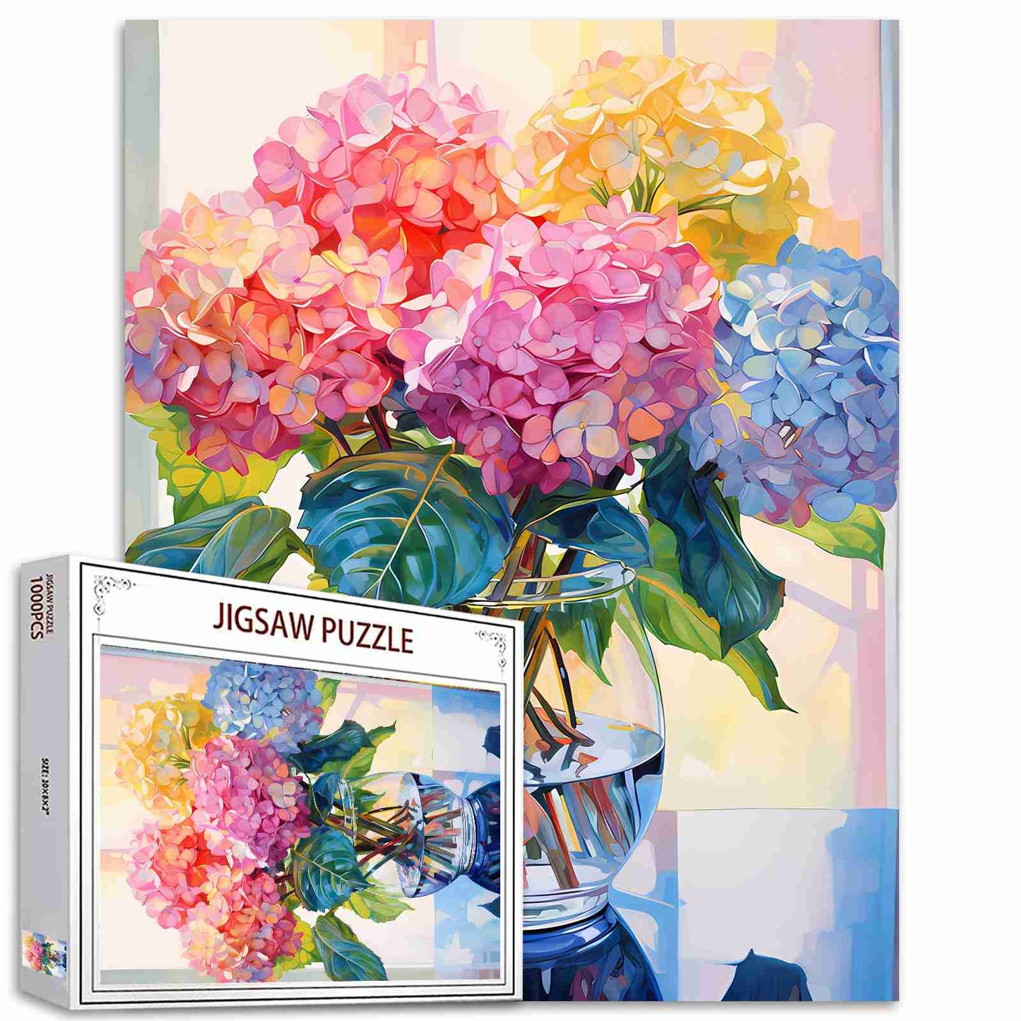 Colorful Hydrangeas in a Vase Jigsaw Puzzles