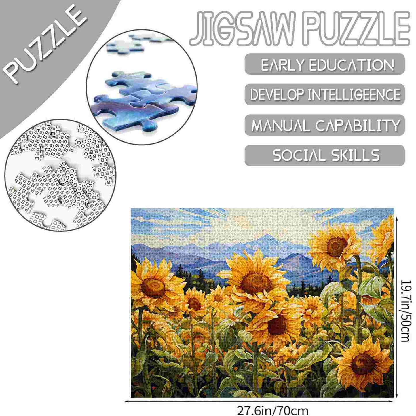 Sonnenblumen und Berge Puzzle