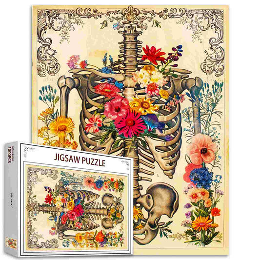 Vintage Floral Skeleton Jigsaw Puzzle