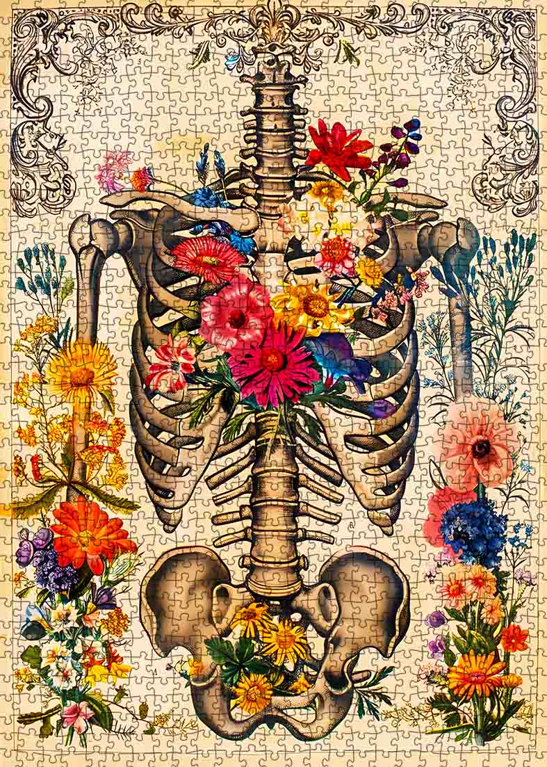 Vintage Floral Skeleton Jigsaw Puzzle