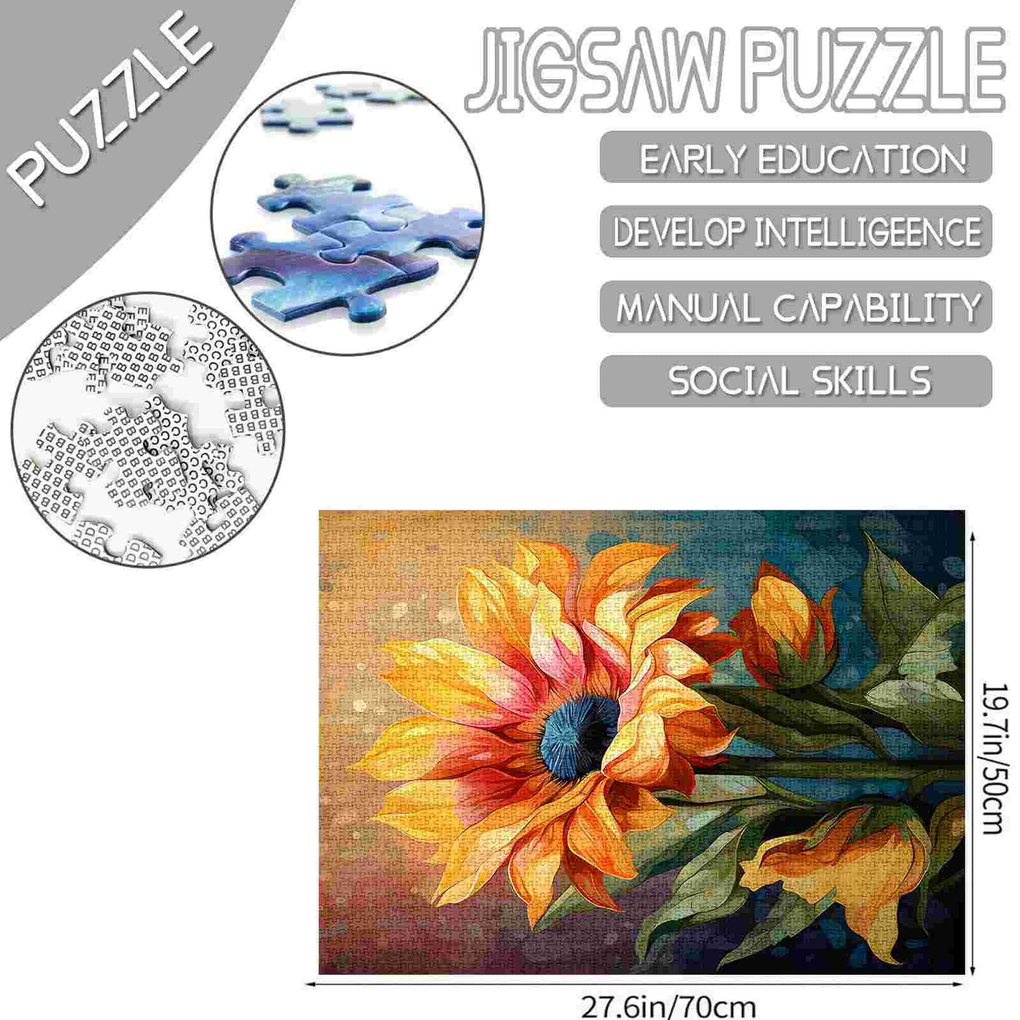 Sunflower Watercolor Jigsaw Puzzles