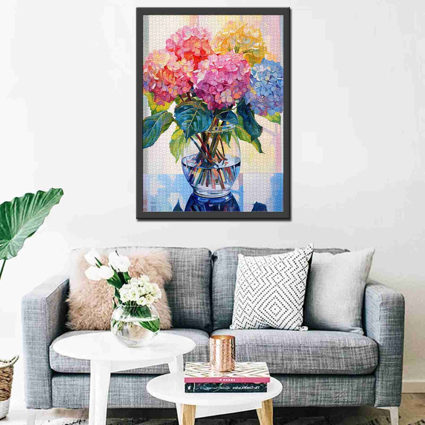 Colorful Hydrangeas in a Vase Jigsaw Puzzles