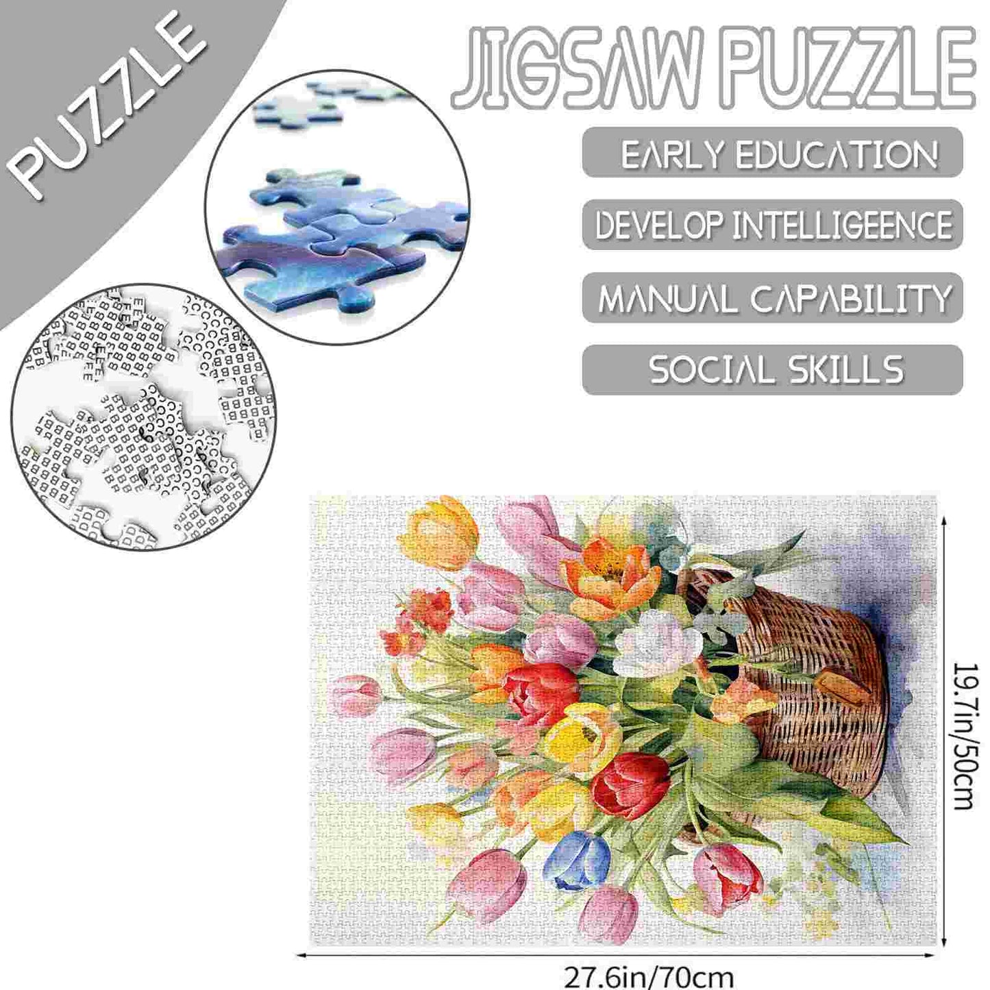 Colorful Tulips Basket Jigsaw Puzzles