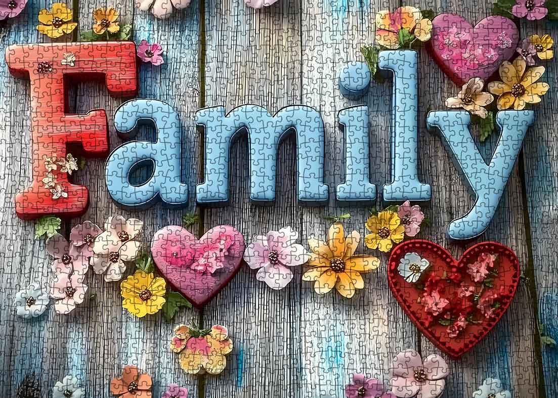 Family and Flowers Jigsaw Puzzle