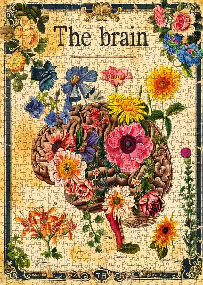 Floral Brain Vintage Jigsaw Puzzle