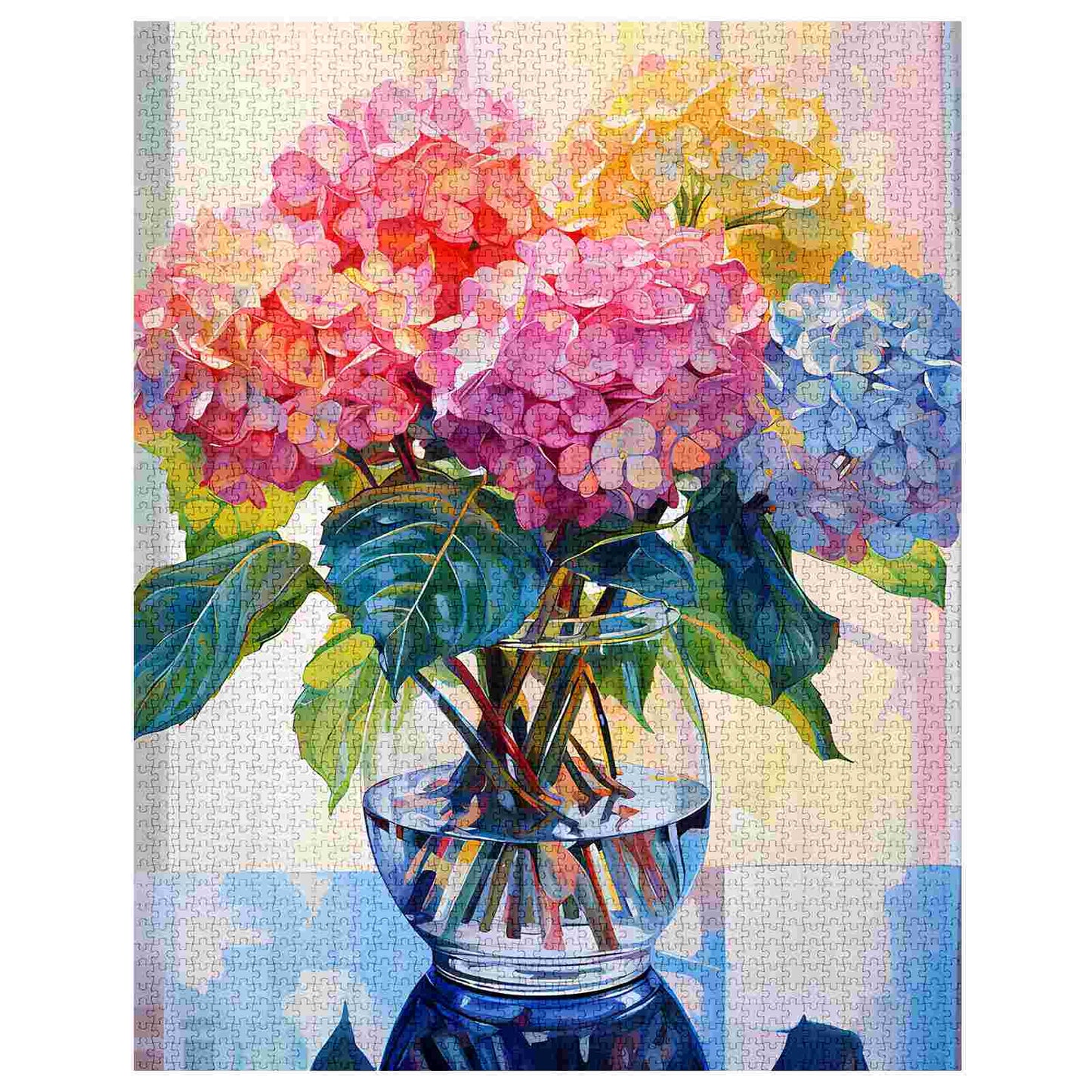 Colorful Hydrangeas in a Vase Jigsaw Puzzles