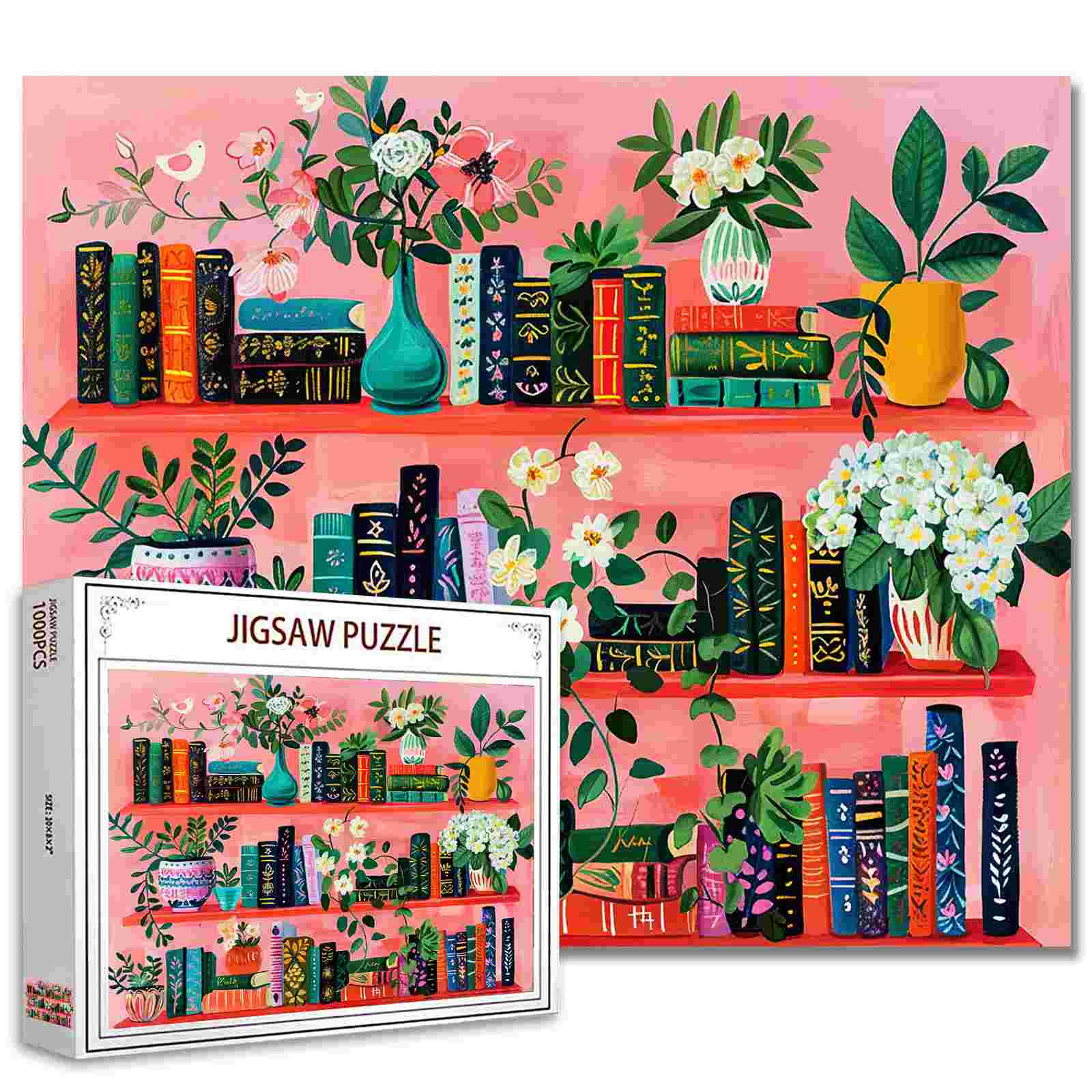 Bookshelf and Flowers Jigsaw Puzzle