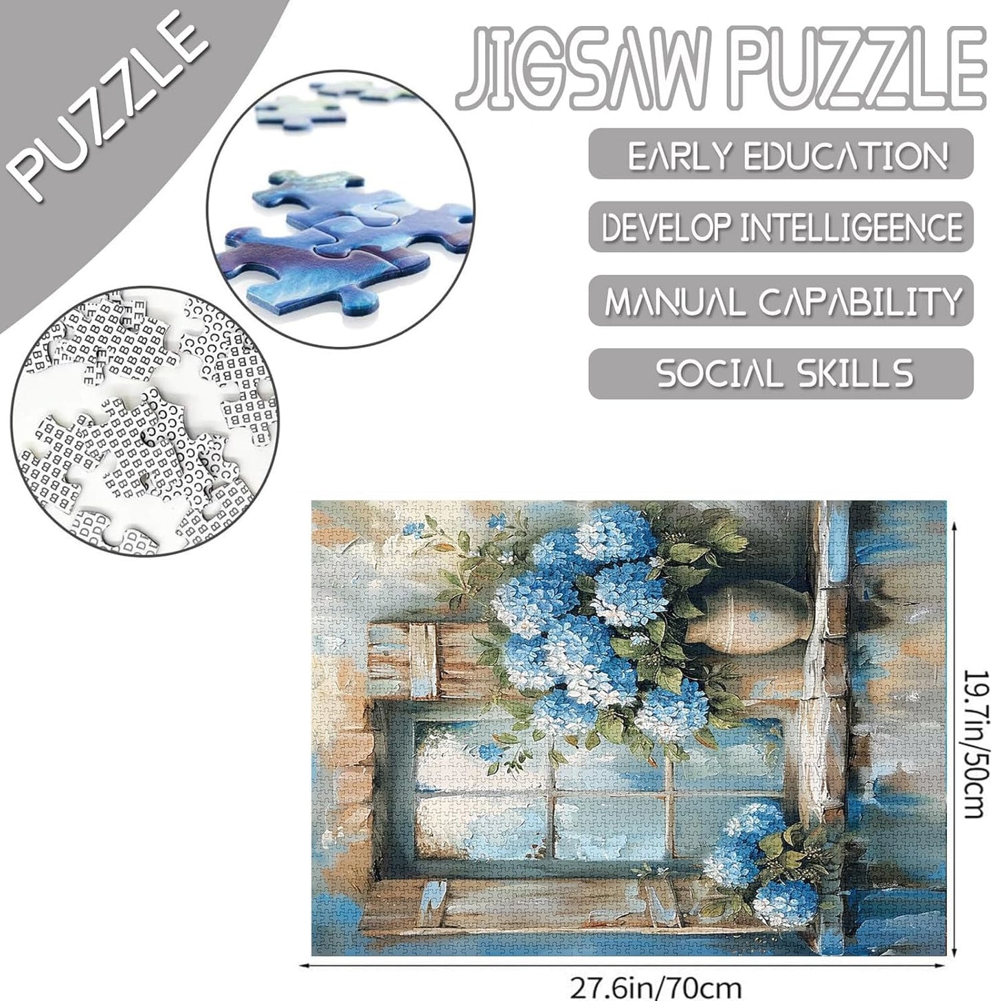 Rustikales Hortensien-Fenster-Puzzle