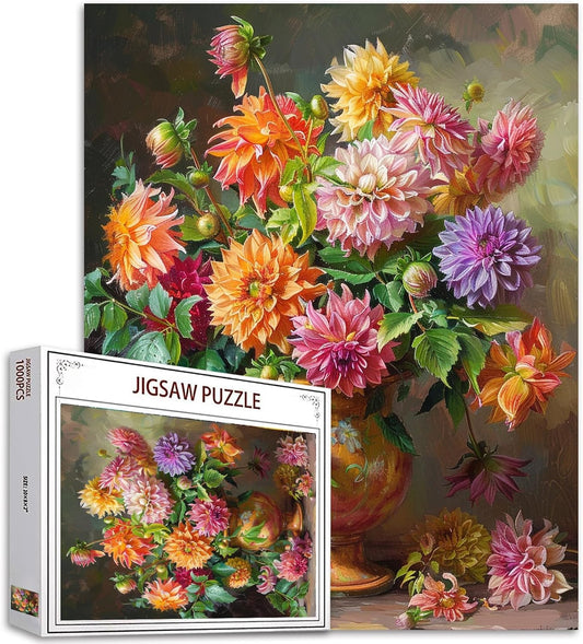 Vase of Dahlia Flower Jigsaw Puzzles