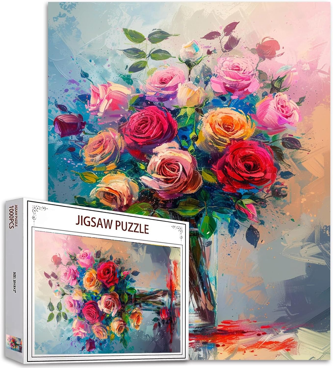 Roses in Bottle Vase Jigsaw Puzzles