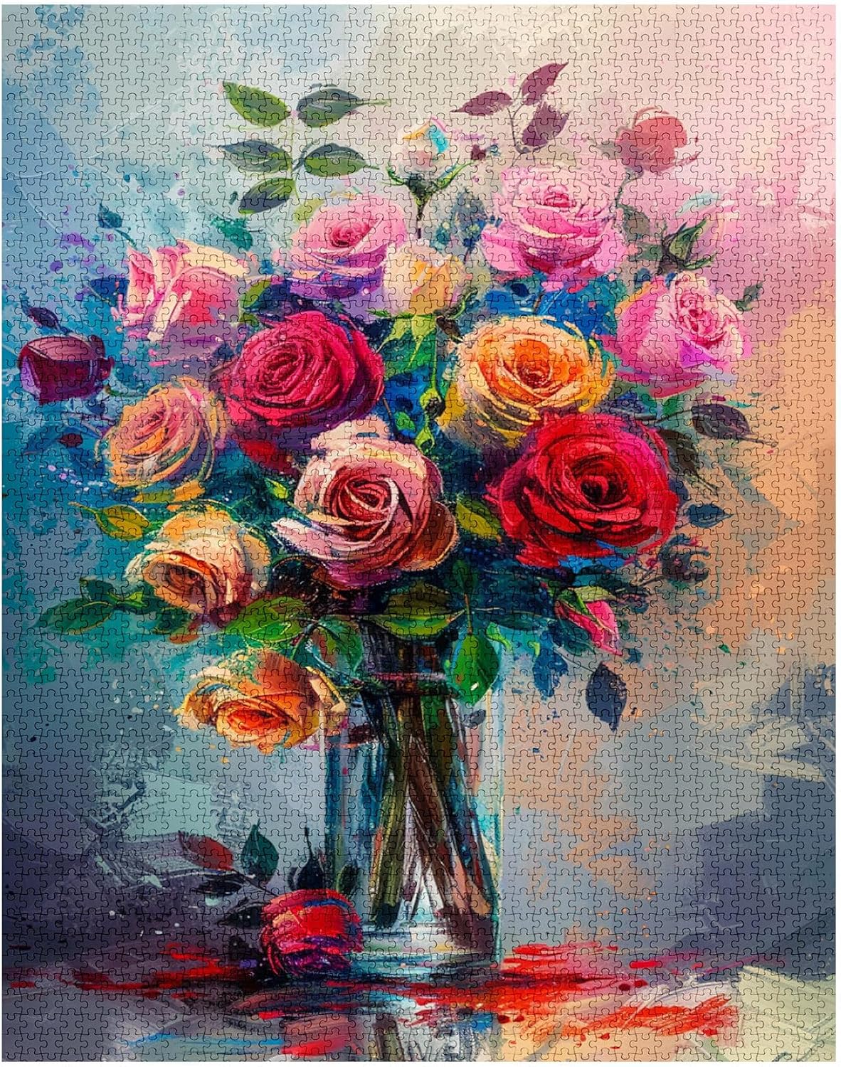 Roses in Bottle Vase Jigsaw Puzzles