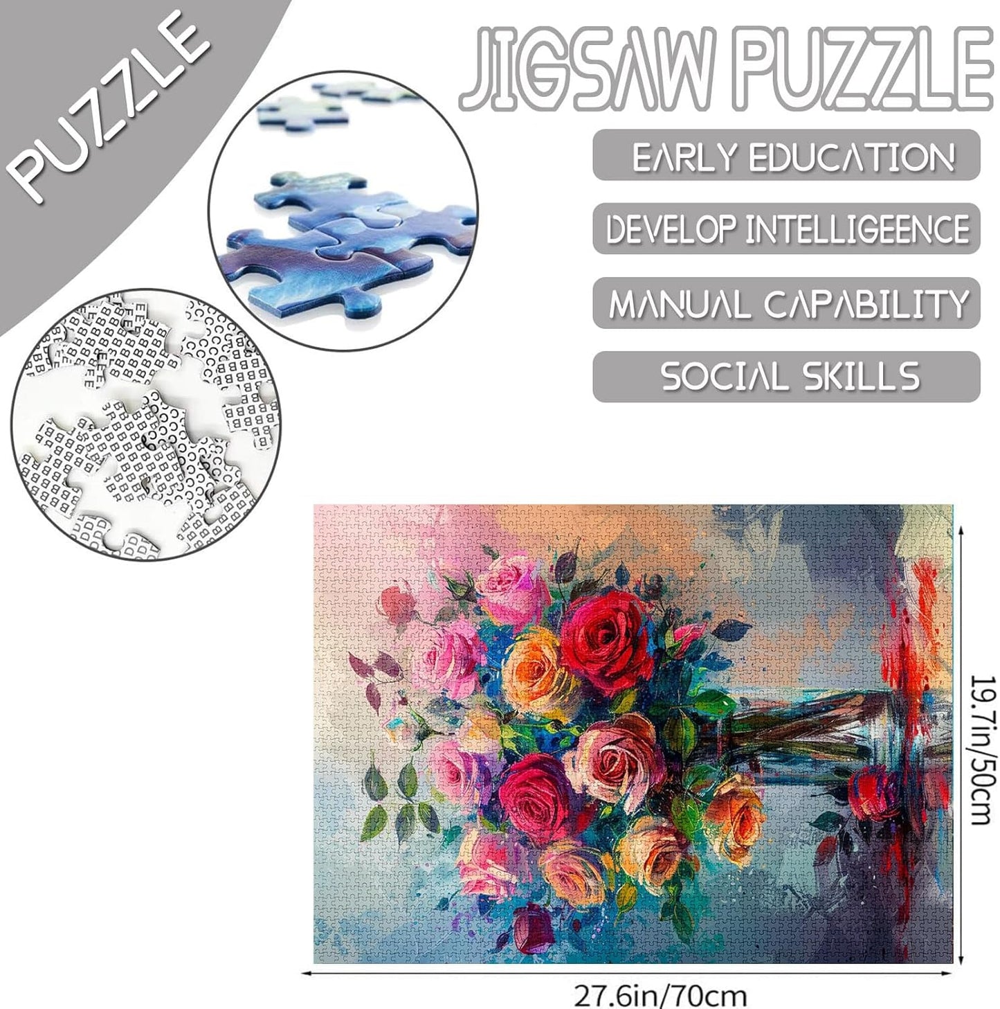 Roses in Bottle Vase Jigsaw Puzzles