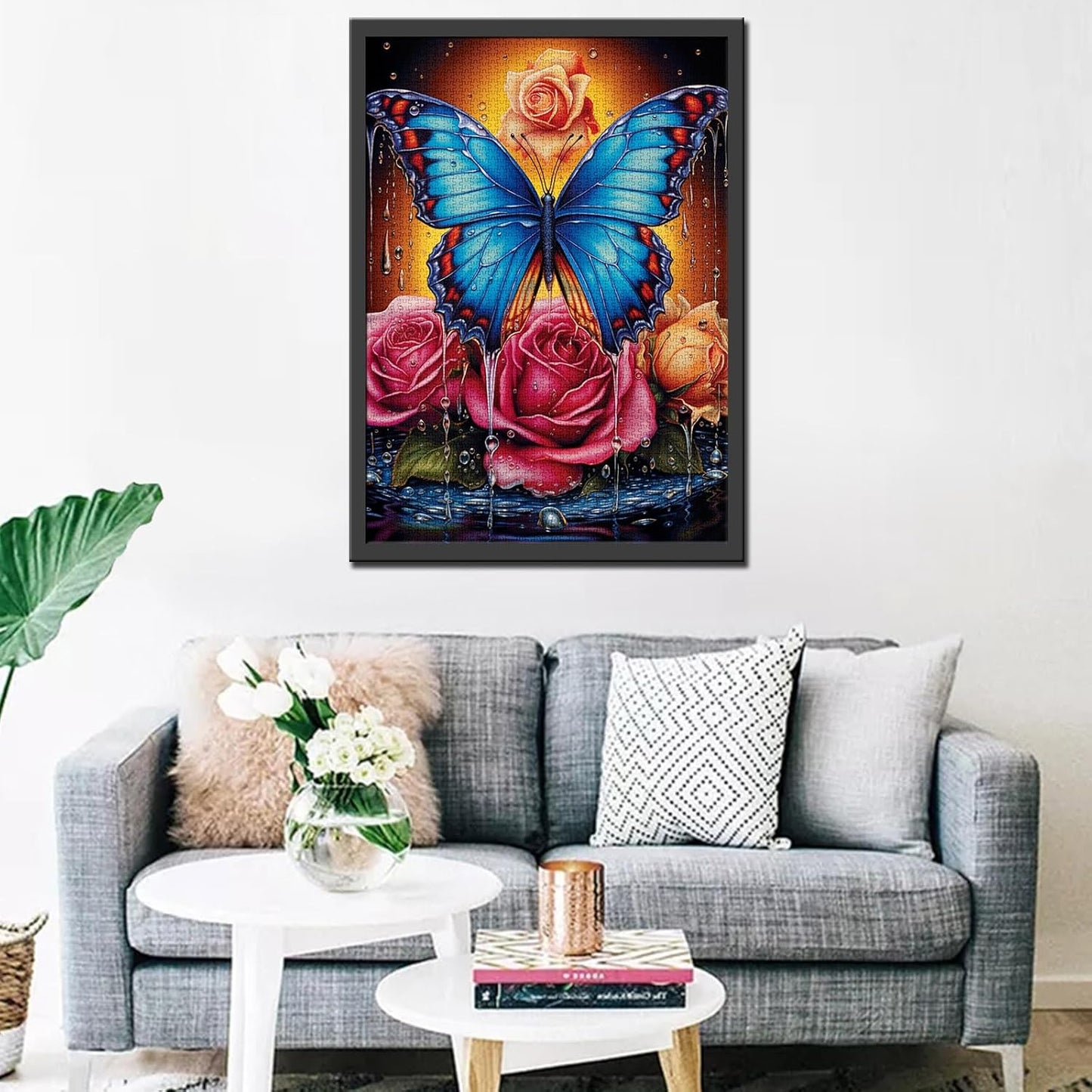 Bule Butterfly Colorful Rose Jigsaw Puzzles