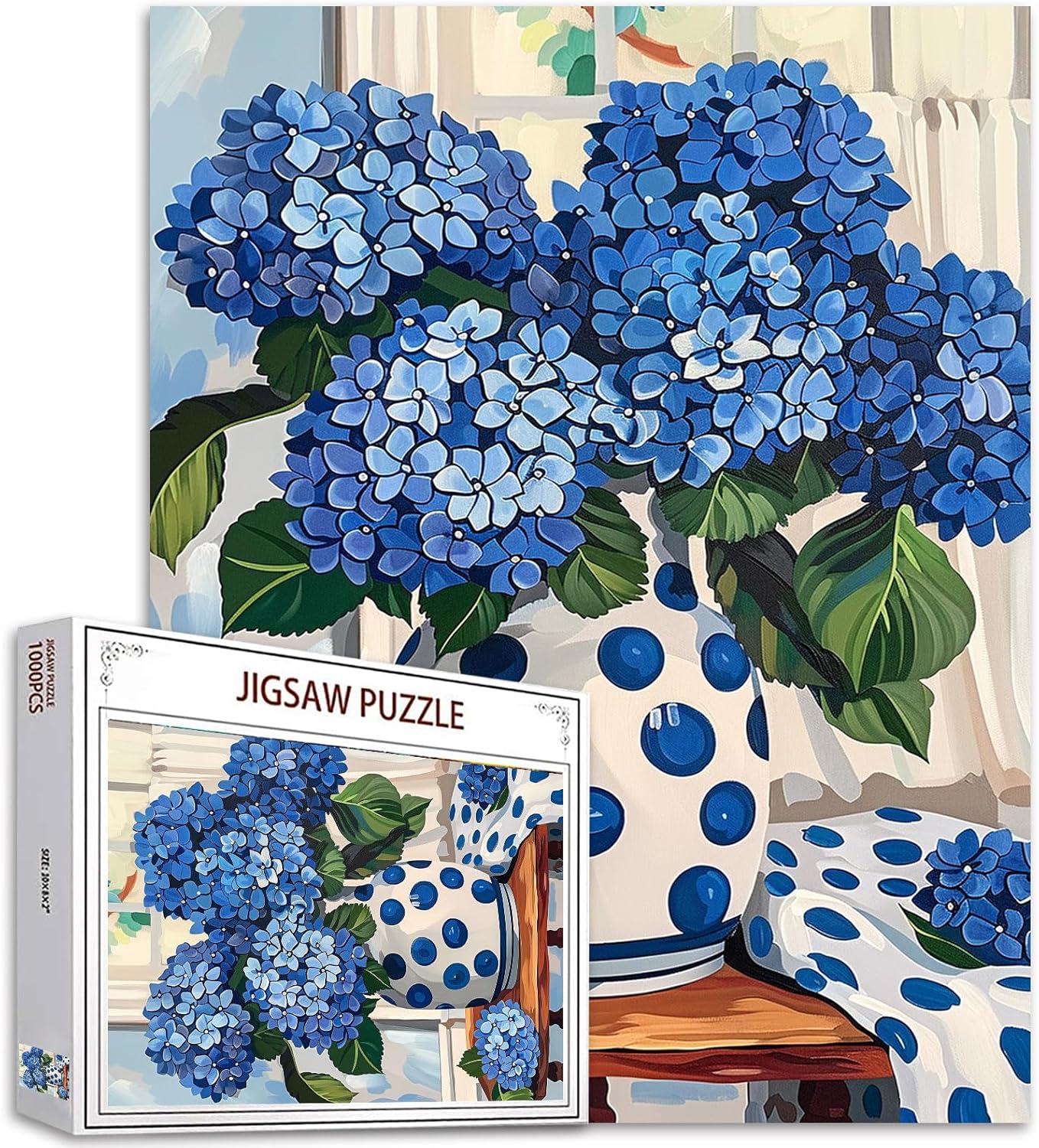 Blue Hydrangea Antique Vase Still Life Jigsaw Puzzles