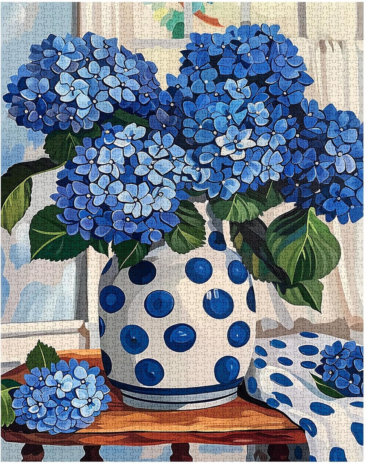 Blue Hydrangea Antique Vase Still Life Jigsaw Puzzles