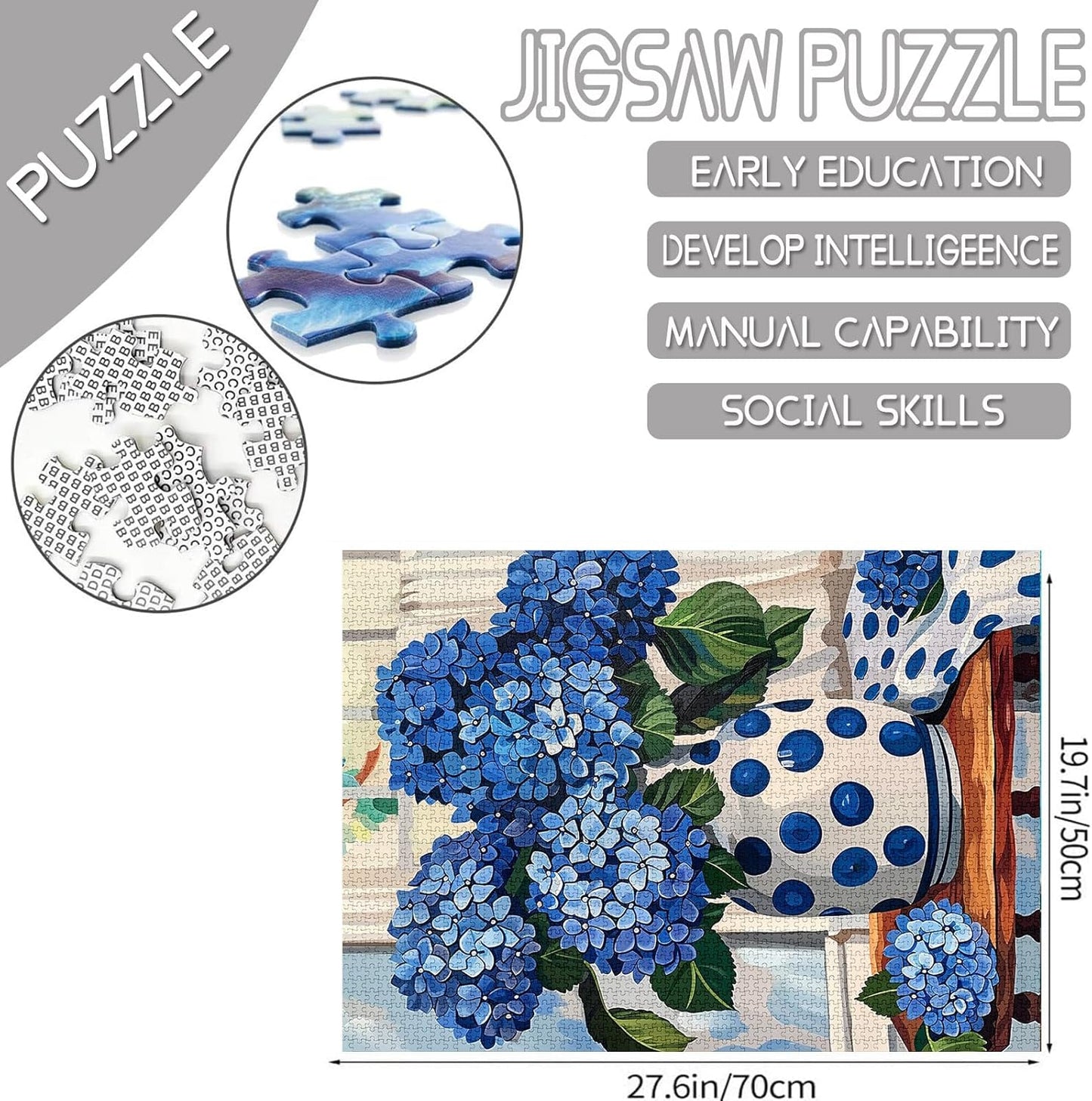 Blue Hydrangea Antique Vase Still Life Jigsaw Puzzles