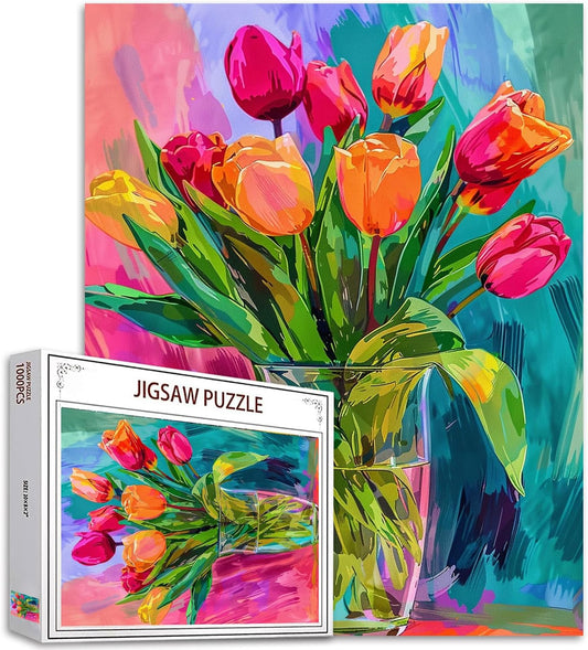 Colorful Floral Vintage Art Jigsaw Puzzles