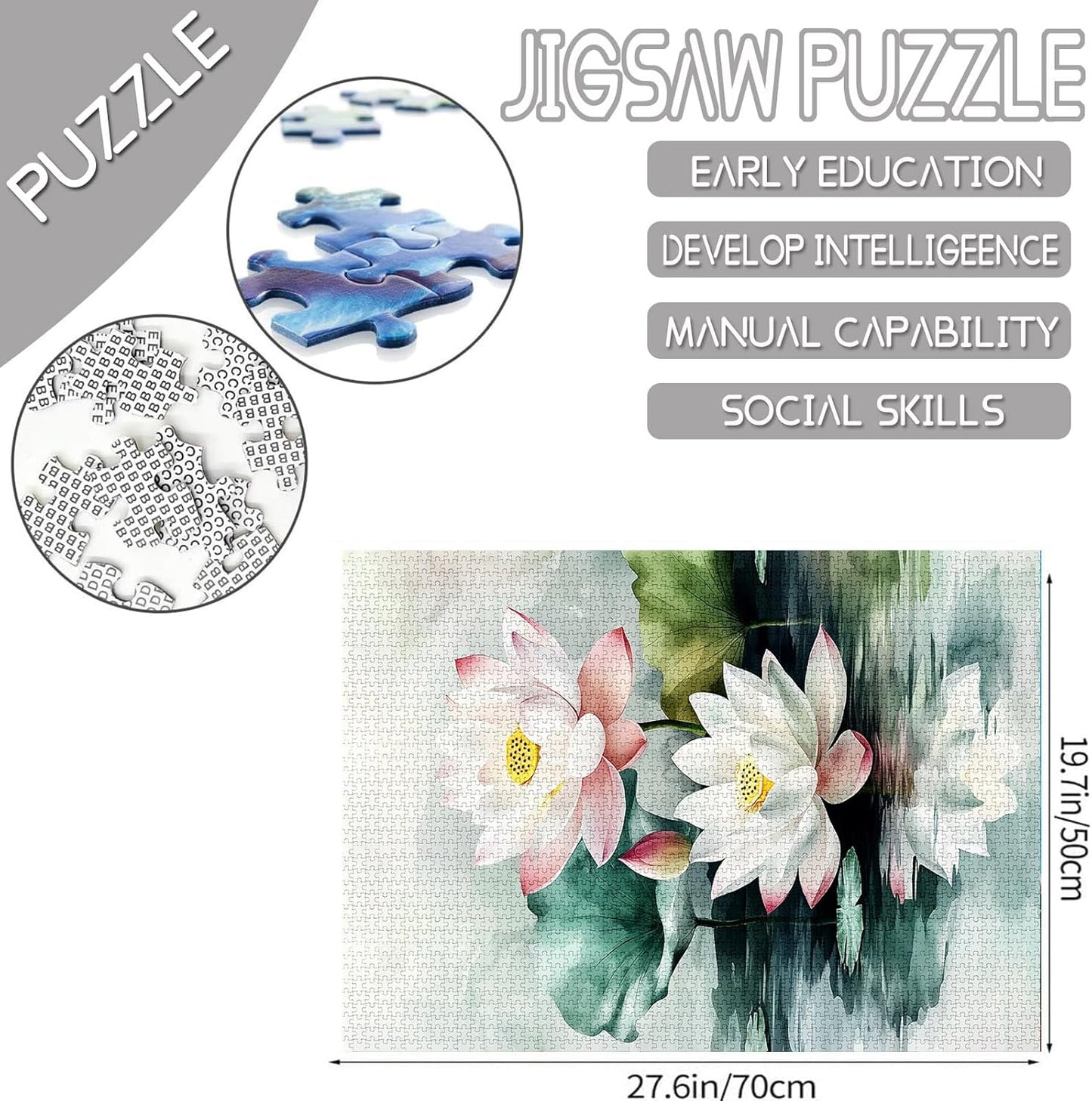 Puzzles de lotus à l'aquarelle