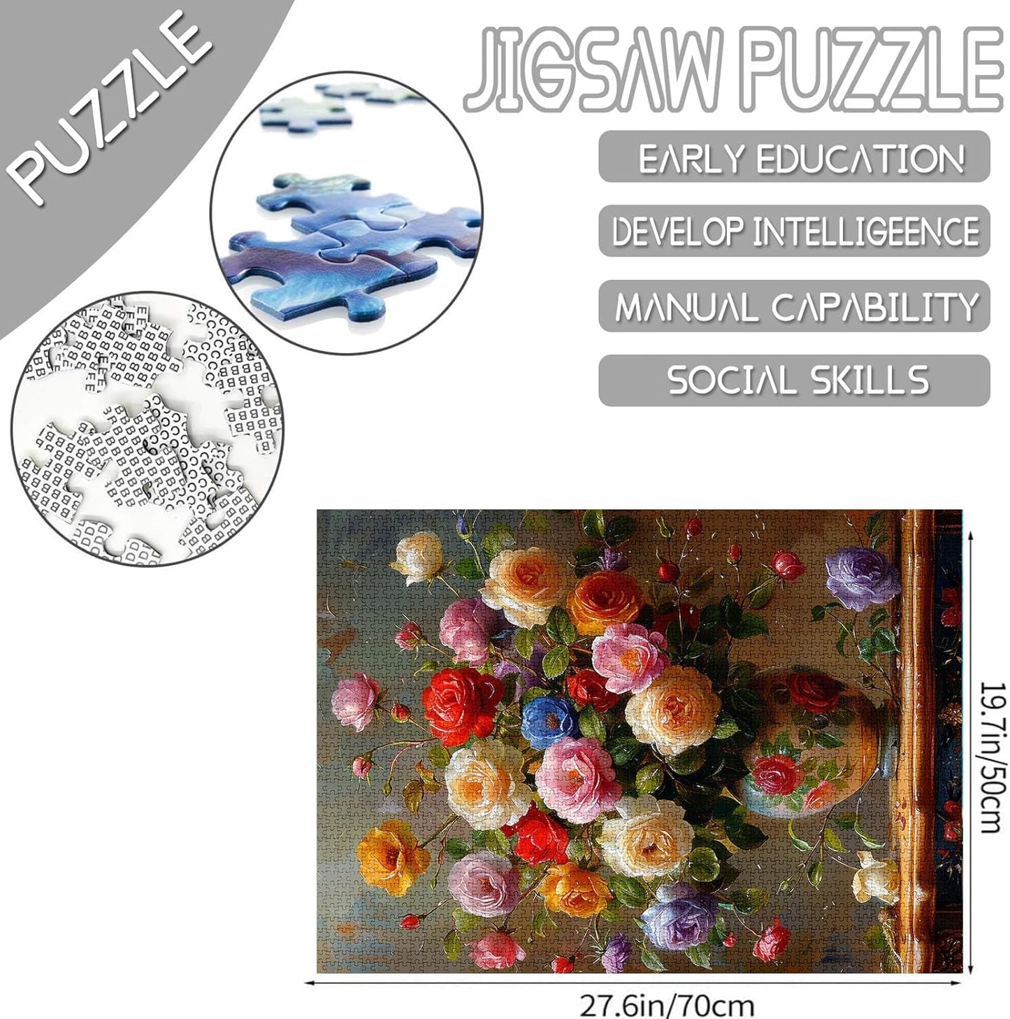 Bunte Rosen in Vase Puzzle