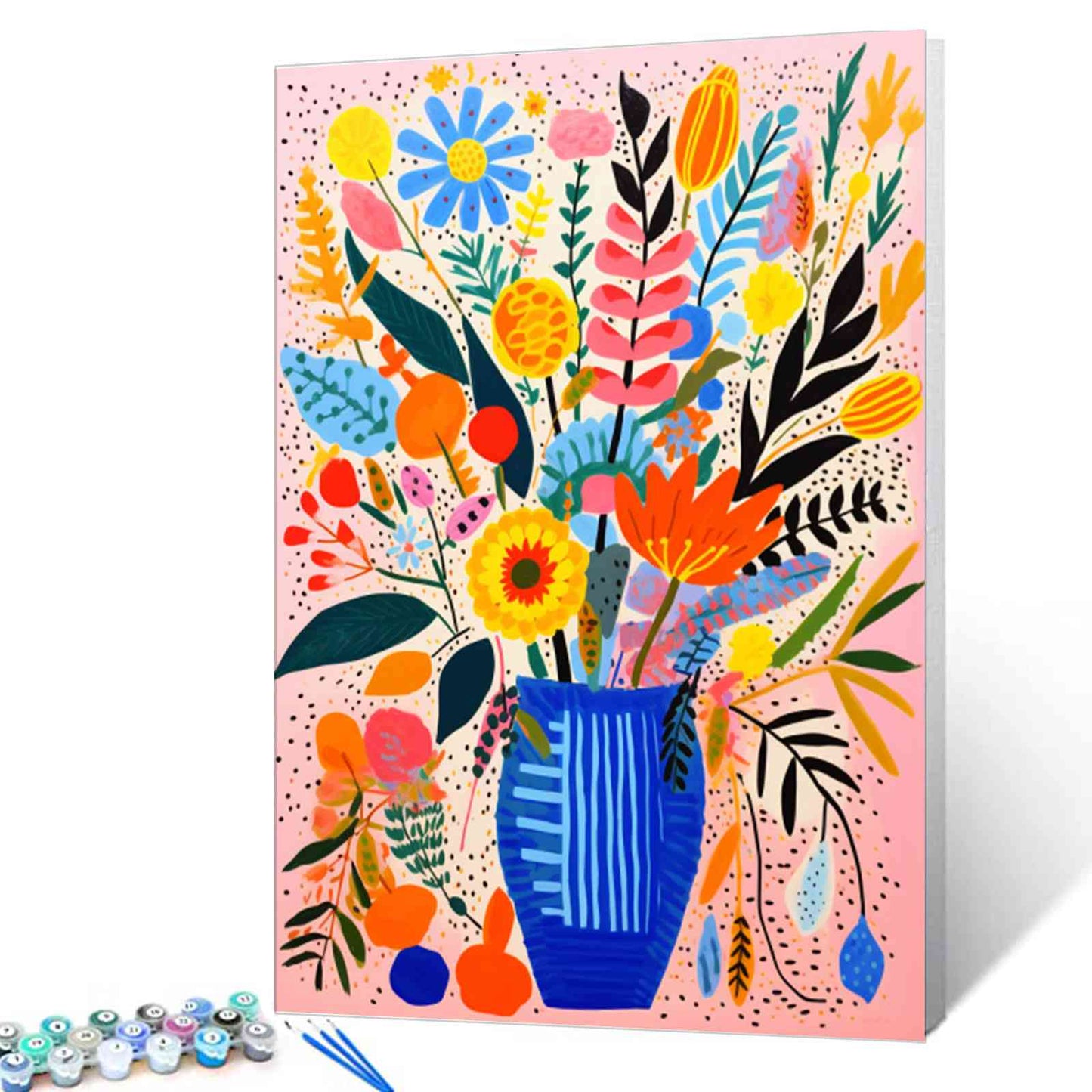 Vibrant Floral Bloom in Blue Vase Paint by Numbers