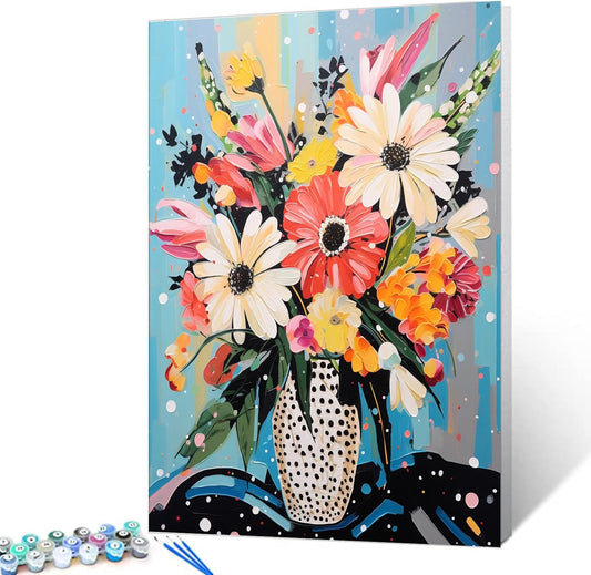 Tucocoo Abstract Flowers in Vase Oil Painting Paint by Number Kits