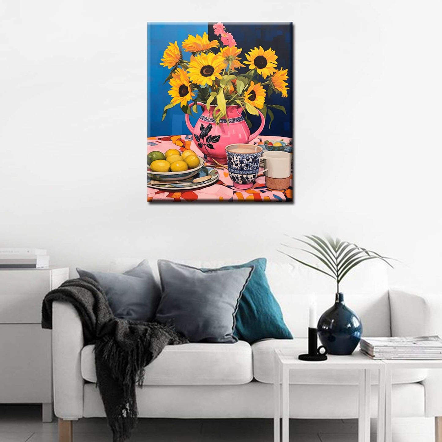 Vibrant Sunflowers Teacup Paint by Numbers