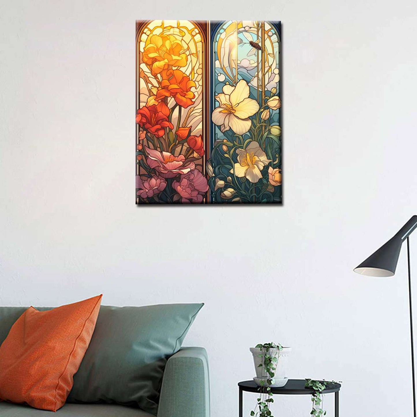 Stained Glass Inspired Floral Panels Paint by Numbers