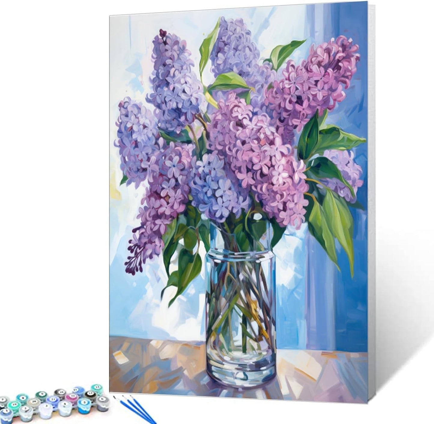 Tucocoo Paint by Number Blue Lilac in a Glass Vase Flowers