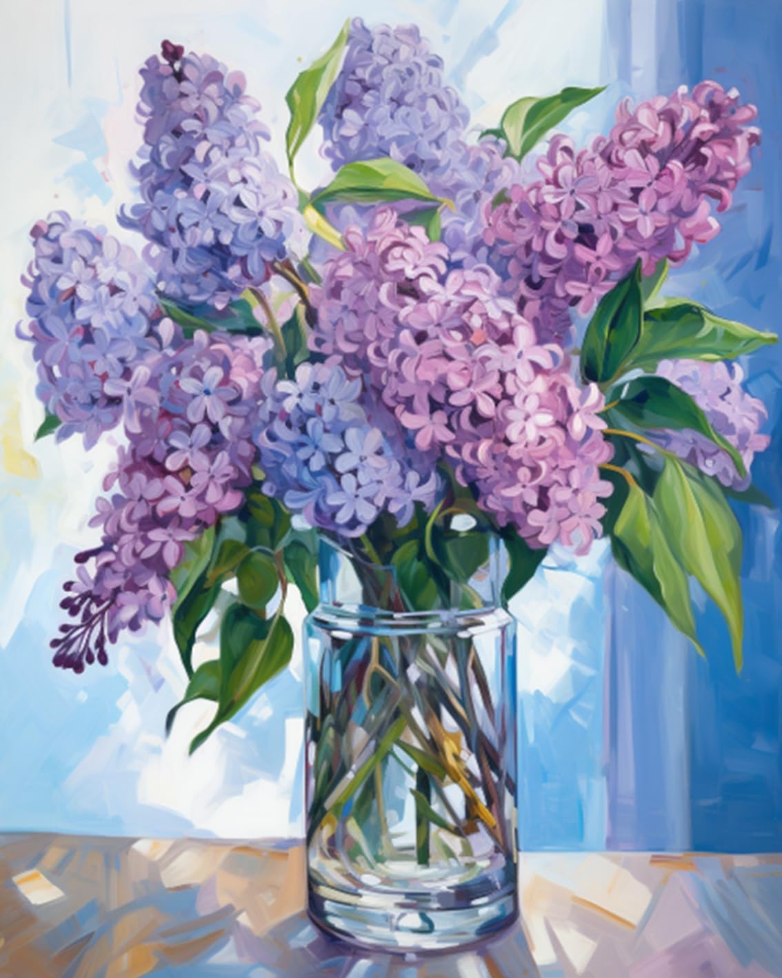 Tucocoo Paint by Number Blue Lilac in a Glass Vase Flowers