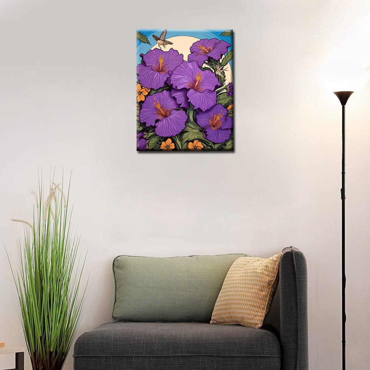 Purple Hibiscus Flowers Paint by Numbers