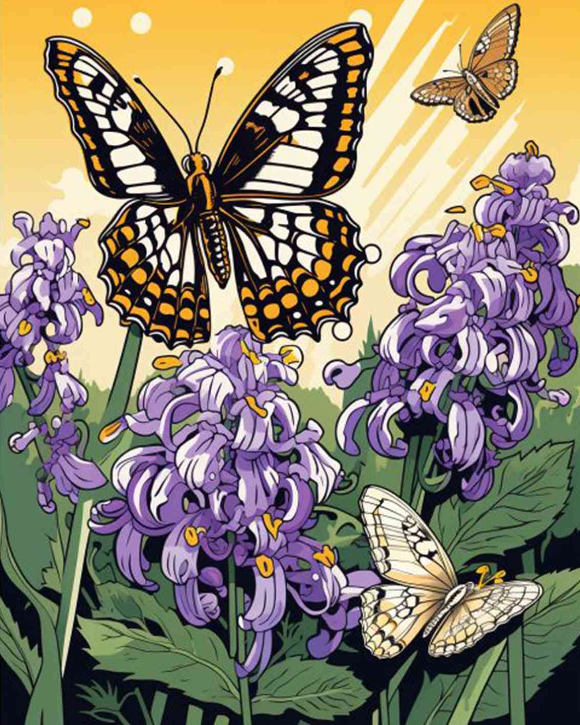 Butterfly Flowers Garden Paint by Numbers