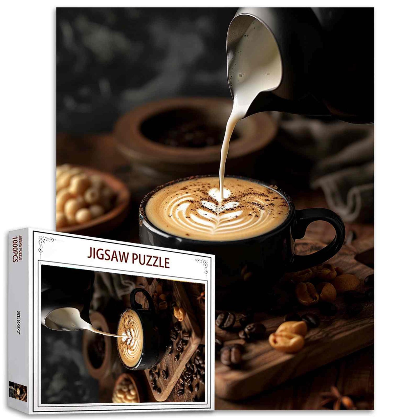 Latte Art and Coffee Beans Jigsaw Puzzles