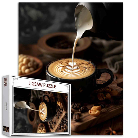 Latte Art and Coffee Beans Jigsaw Puzzles