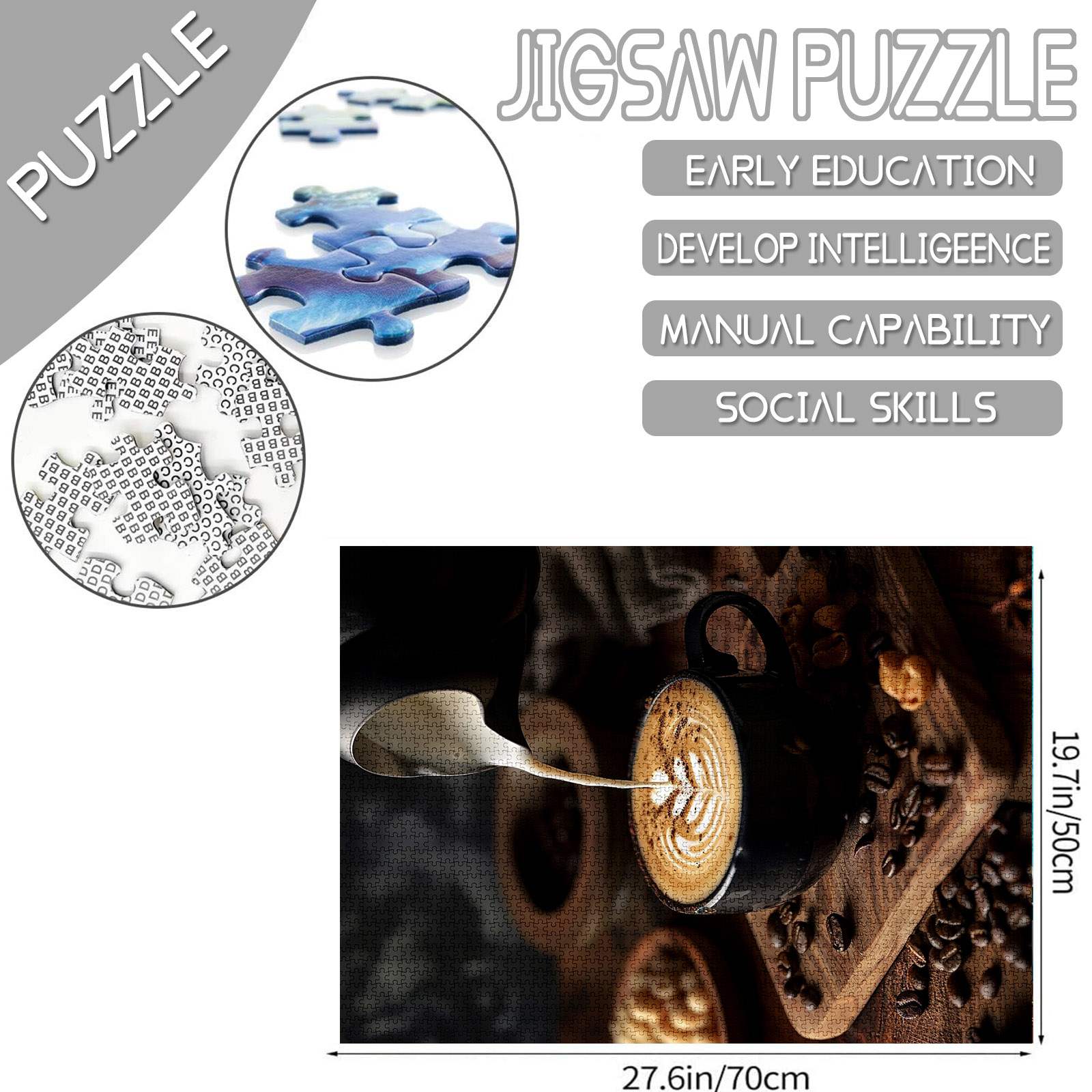 Latte Art and Coffee Beans Jigsaw Puzzles