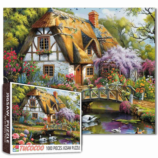Forest Cabin Goose Flowers Trees Jigsaw Puzzles
