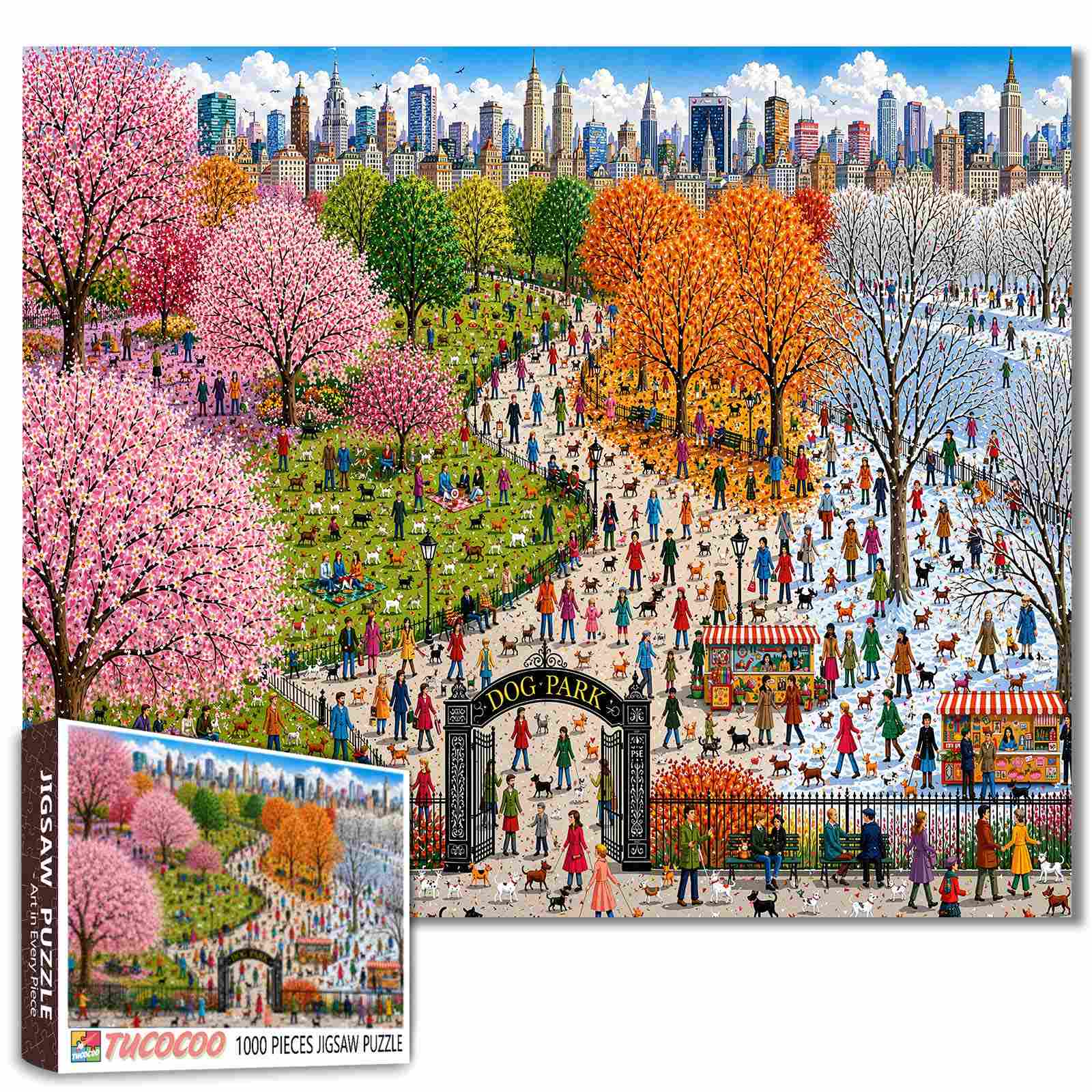 Four Seasons City Dog Park Jigsaw Puzzle