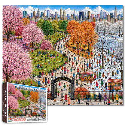 Four Seasons City Dog Park Jigsaw Puzzle