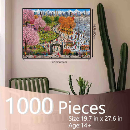 Four Seasons City Dog Park Jigsaw Puzzle