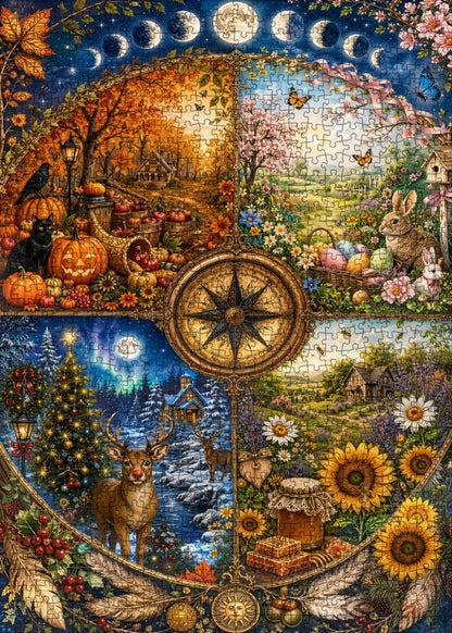 Four Seasons Compass Jigsaw Puzzle