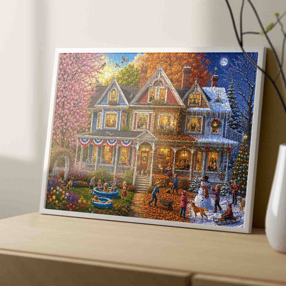 Four Seasons Family Home Jigsaw Puzzle